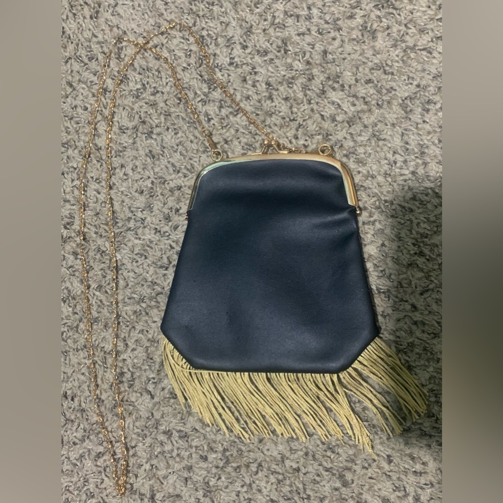Black fringe crossbody purse